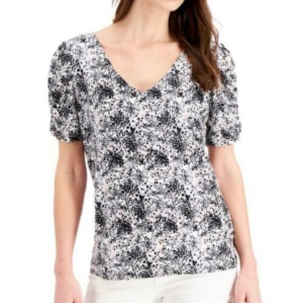 NWT Jpr Studio Ruched-Sleeve Top, Size S, #316-1